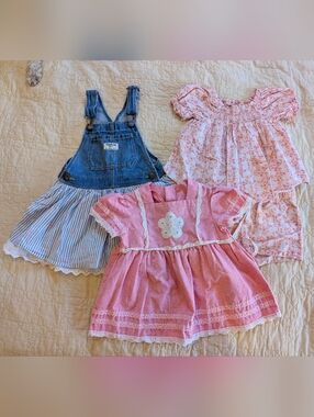 Toddler Vintage and Modern Spring Summer Cottagecore Outfit Bundle